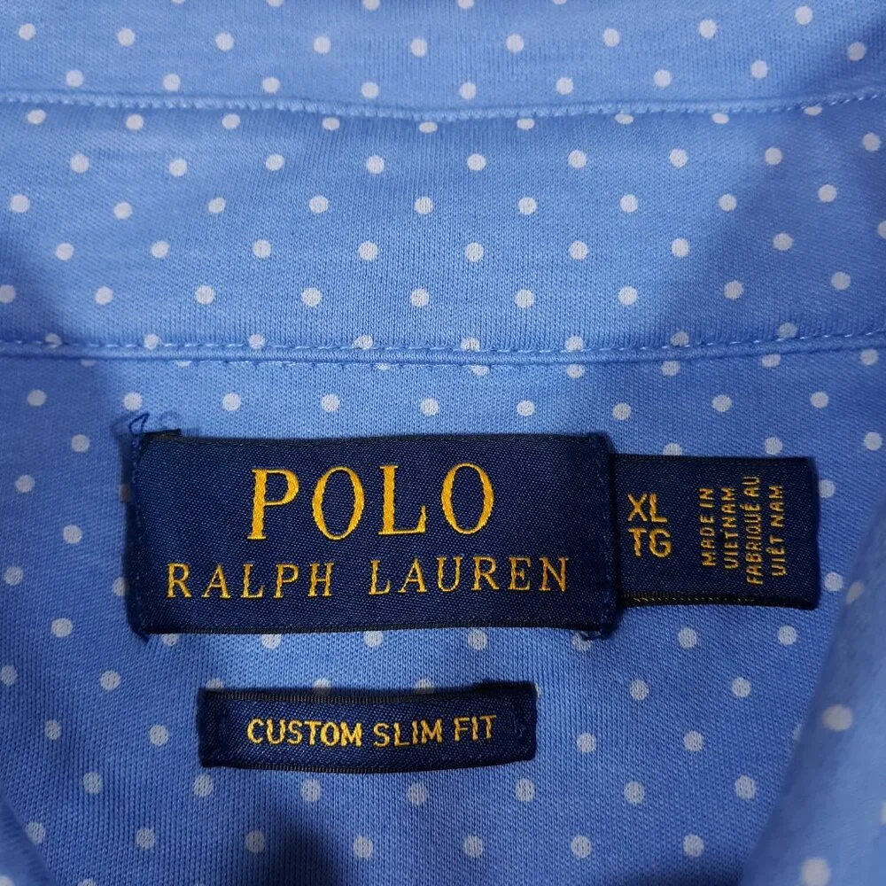 Polo Ralph Lauren‎ Golf Polo Shirt Mens XL Custom Slim Fit Dotted Stretch Cotton